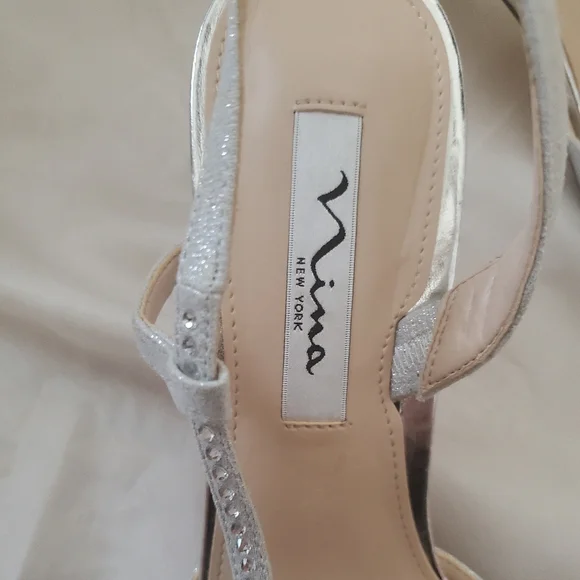 Nina New York Silver Crystal Heels 9 - Picture 7 of 9